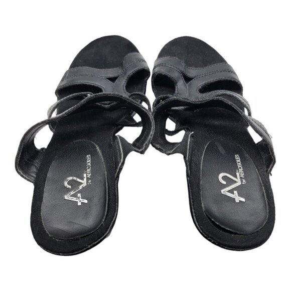A2 AEROSOLES ROTUNDA Sandals Womens Sz 7.5M Strappy Black Slip On Shoes - Picture 6 of 10